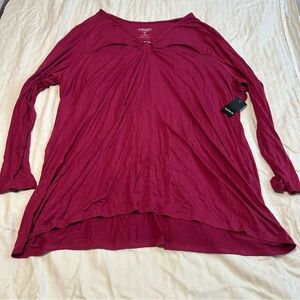 torrid Super Soft Long-Sleeve Ring-Detail Top in Berry